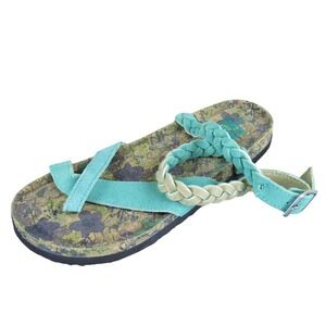 Muk Luks Braided Ankle Strap Sandals Floral Cork Footbed Shoes Women 7‎ Medium